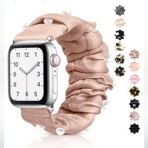 Scrunchie Elastic Band Compatible with Apple Watch 38mm 40mm 42mm 44mm pink